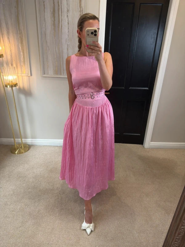 BNWT Marks & Spencer’s Pink Midaxi Belted Dress 8