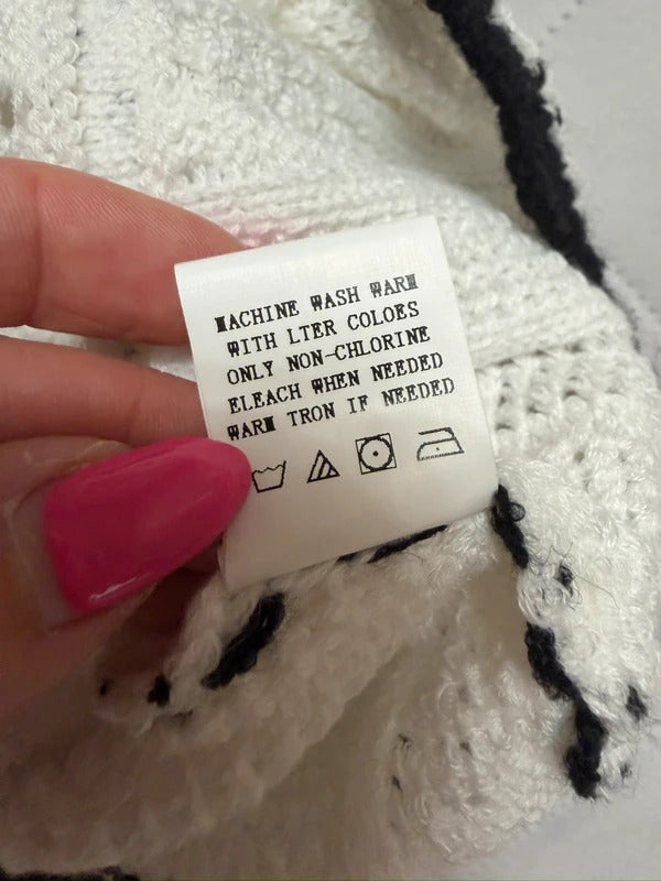 Boutique White & Black Crochet Midi Dress Small