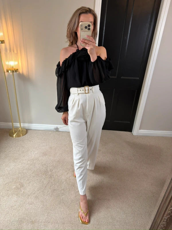 River Island Black 3D Rose Blouse 8