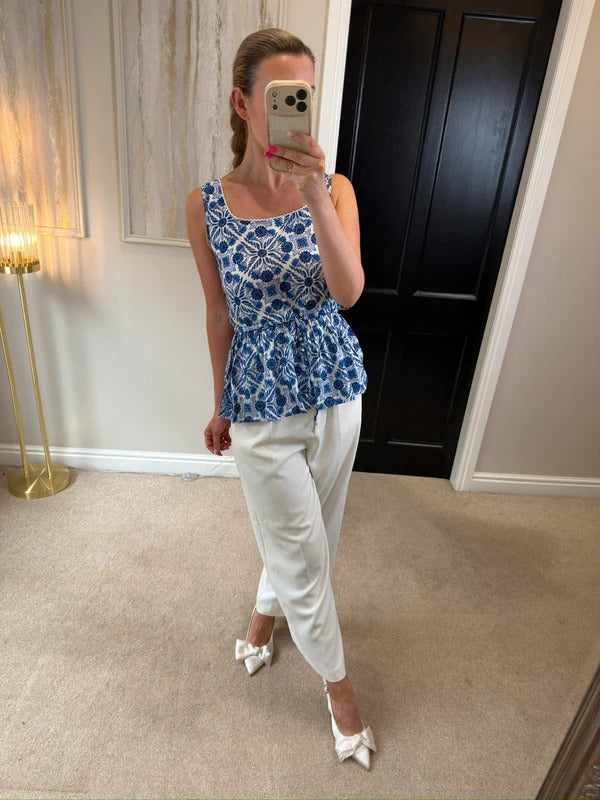 Joe Browns Blue & White Porcelain Blouse 6