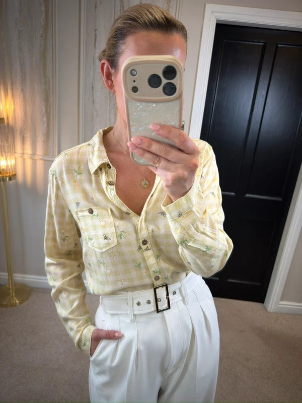 Country Rose Daisy Print Gingham Shirt 10