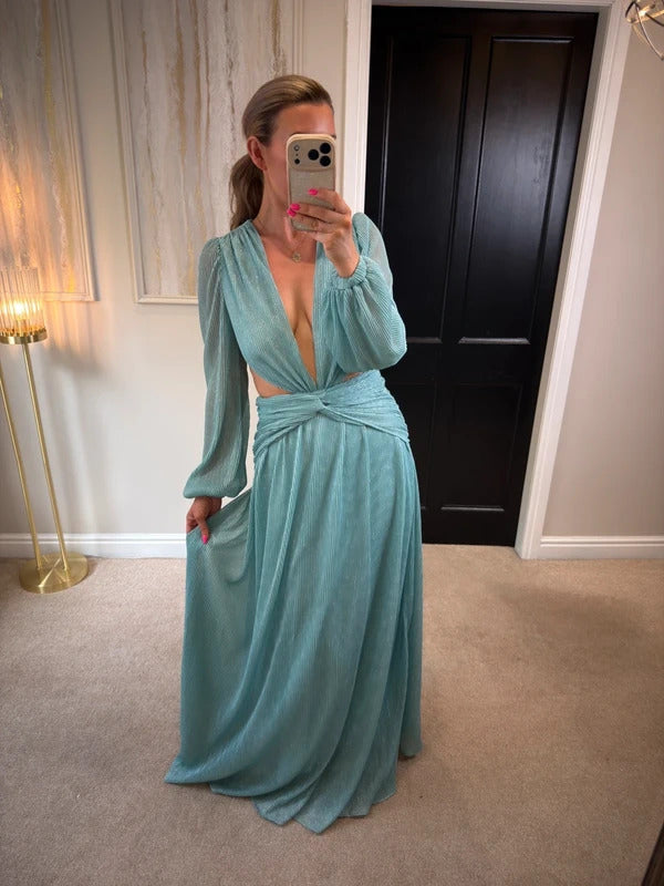 Anne Louise Boutique Blue Goddess Open Back Maxi Dress 6