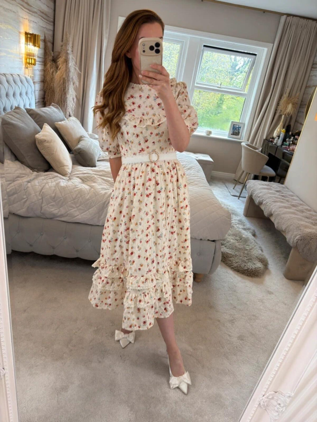 BNWT Anne Louise Boutique Floral Frill Midi Dress 8