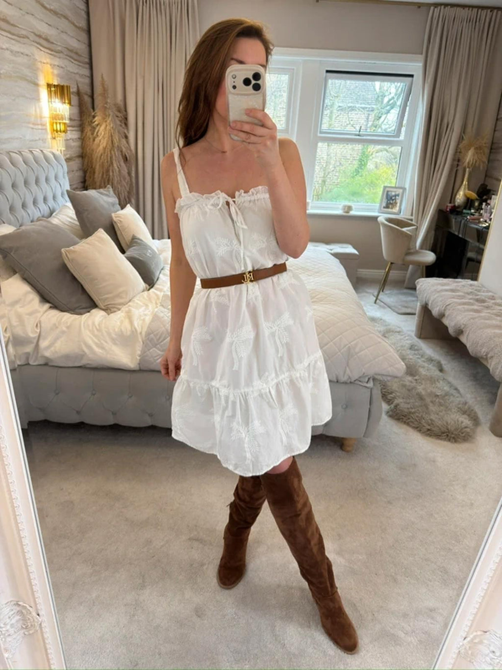 Next White Embroidered Boho Swing Dress 12