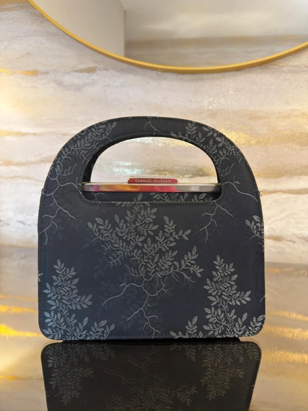 Charles Jourdan Black Floral Mini Bag