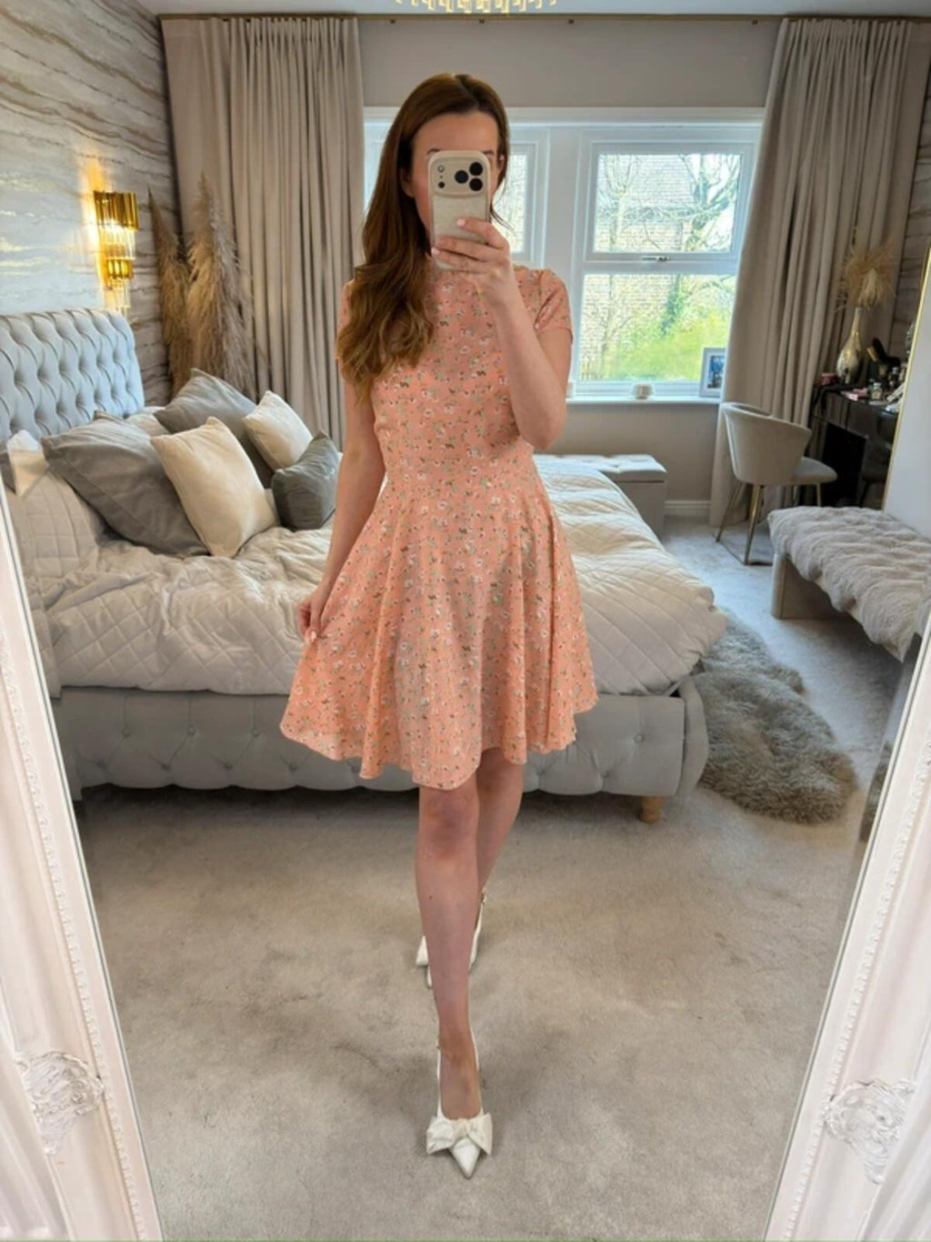 H&D Pink Floral Oriental Dress Large