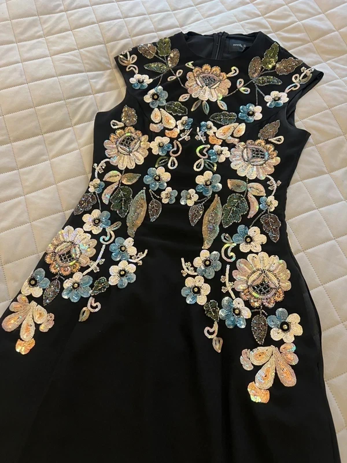 Needle & Thread Black Embellished Floral Dress 8