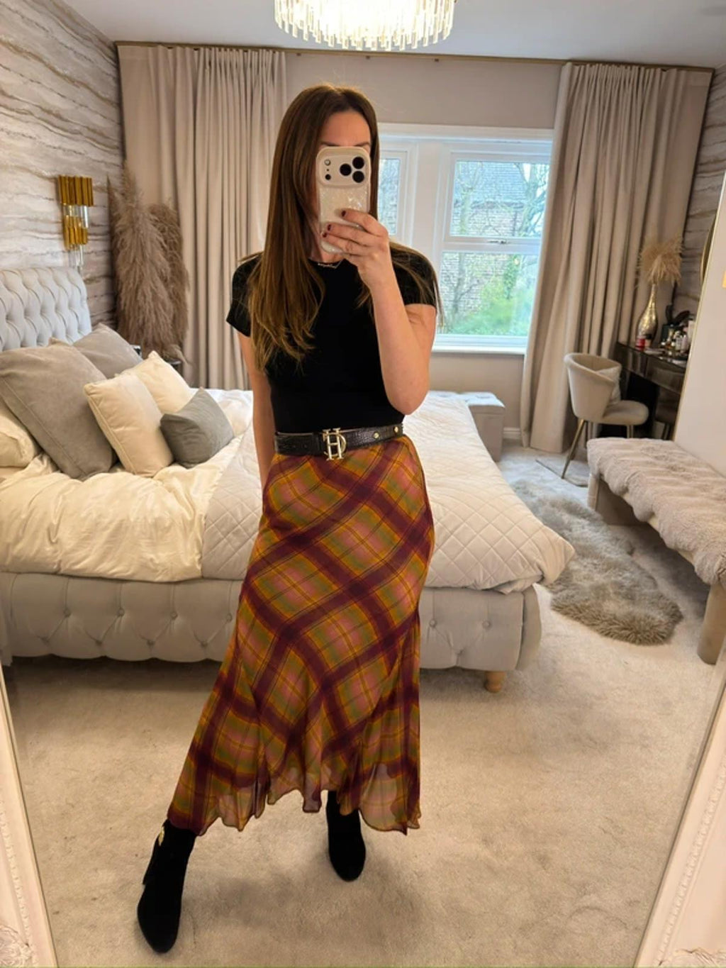 BNWT Zara Tartan Midi Skirt Small