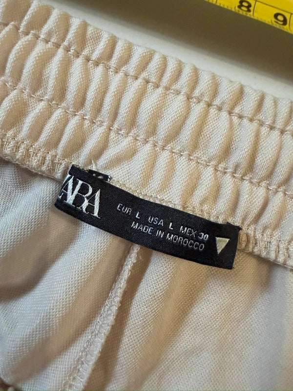 Zara Cream Wide Leg Trousers Large