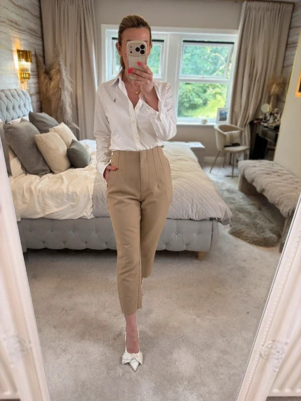 Zara Camel Brown High Waisted Trouser Large