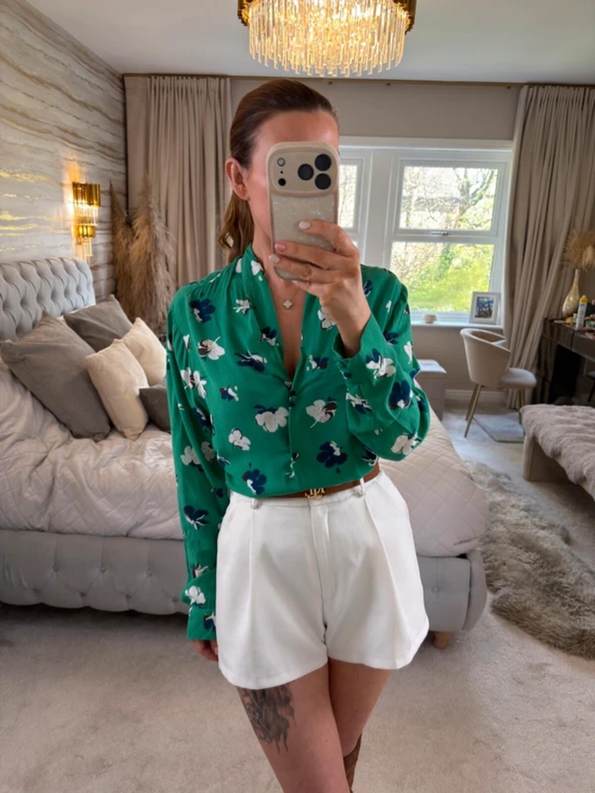 Monsoon Green Floral Blouse 16