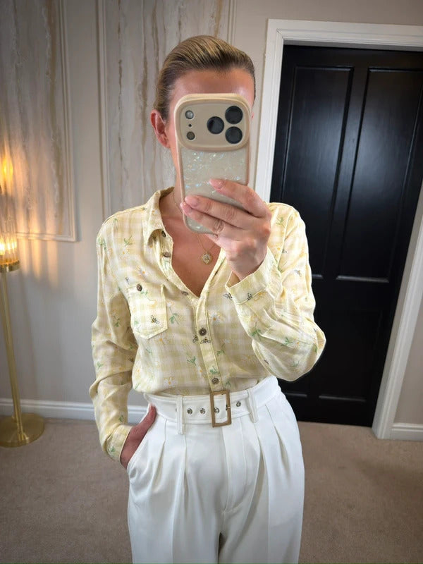 Country Rose Daisy Print Gingham Shirt 10