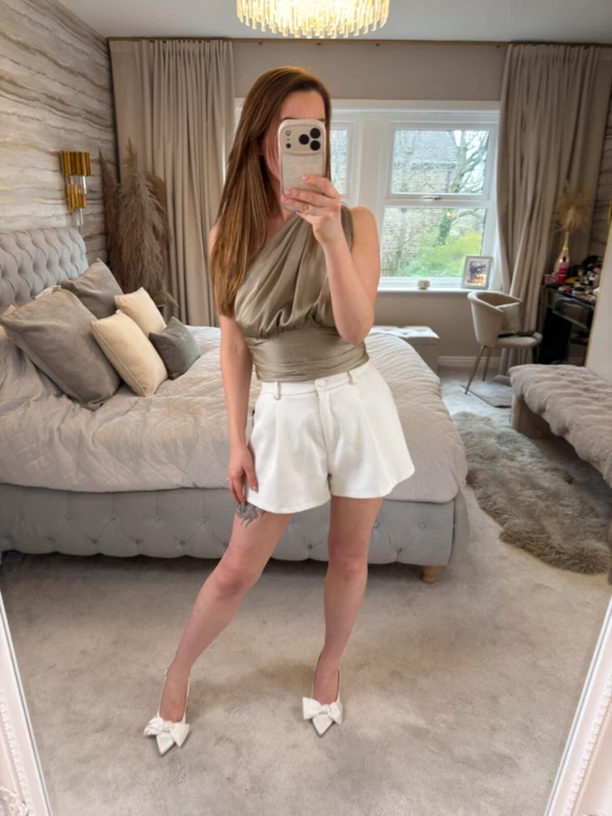NA-KD Brown Satin Asymmetrical Blouse BNWT 12