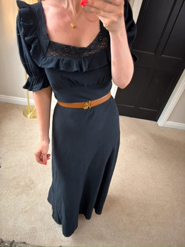 Free People Now & Forever Navy Midi Dress Medium