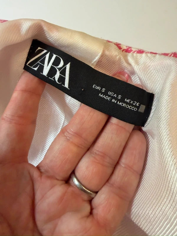Zara Pink & White Gingham Blazer Small