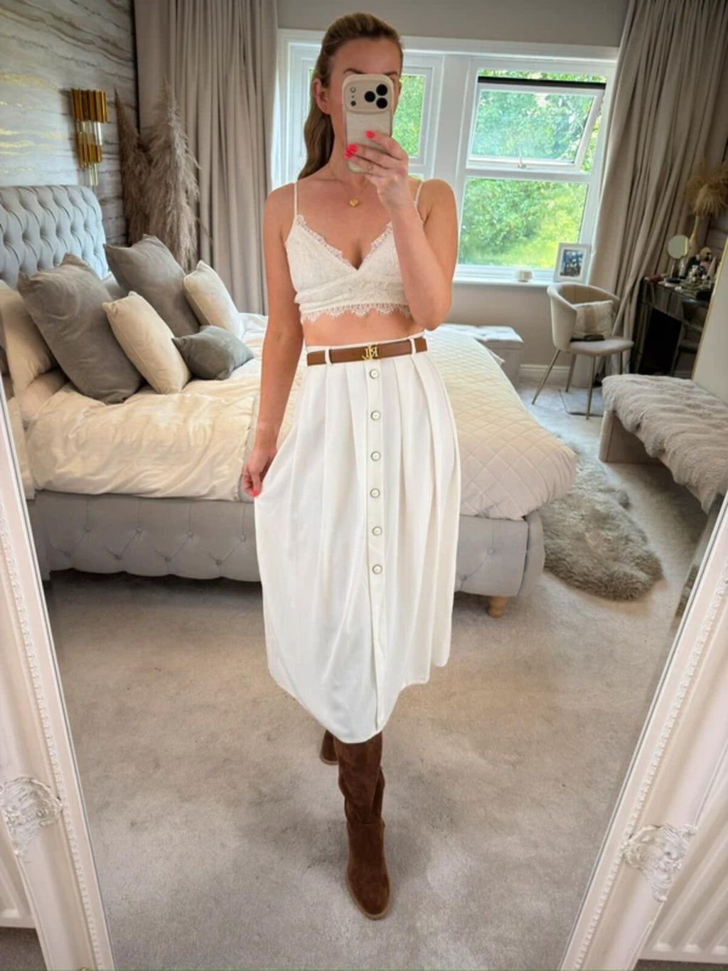 Vintage C&A White Midi Skirt Small