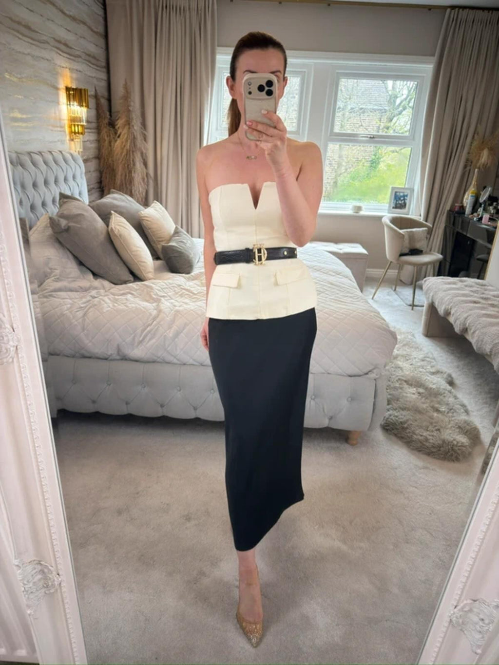 Zara Cream Strapless Top Small