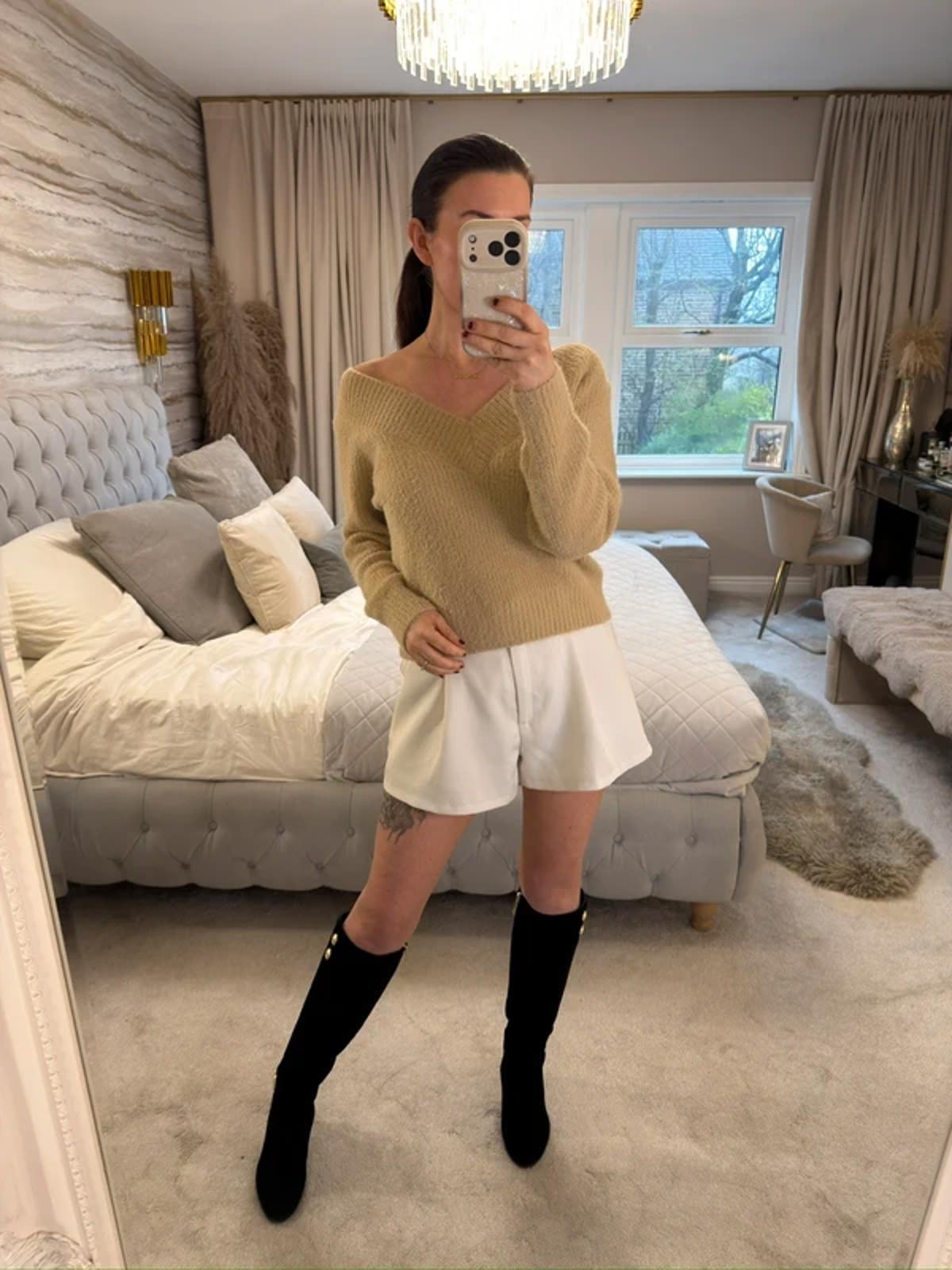 H&M Beige Fluffy Jumper Medium
