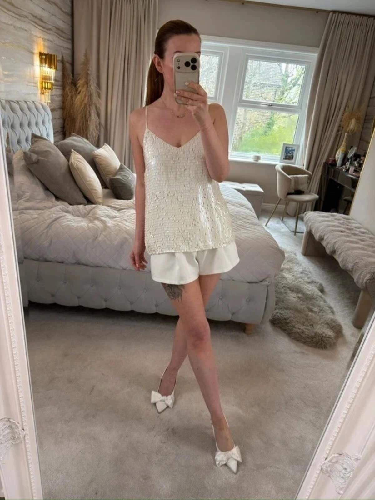 Modern Rarity Cream Sequin Blouse 12