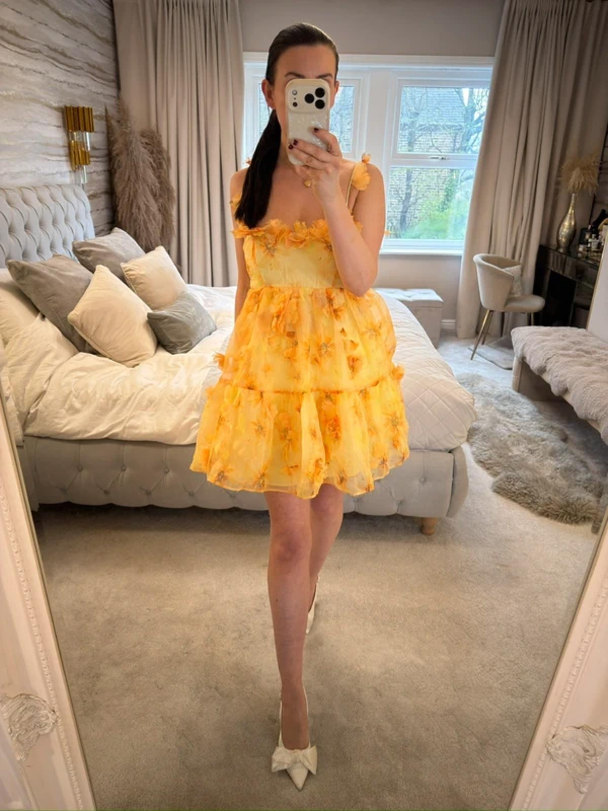 BNWT River Island Yellow 3D Floral Dress 6