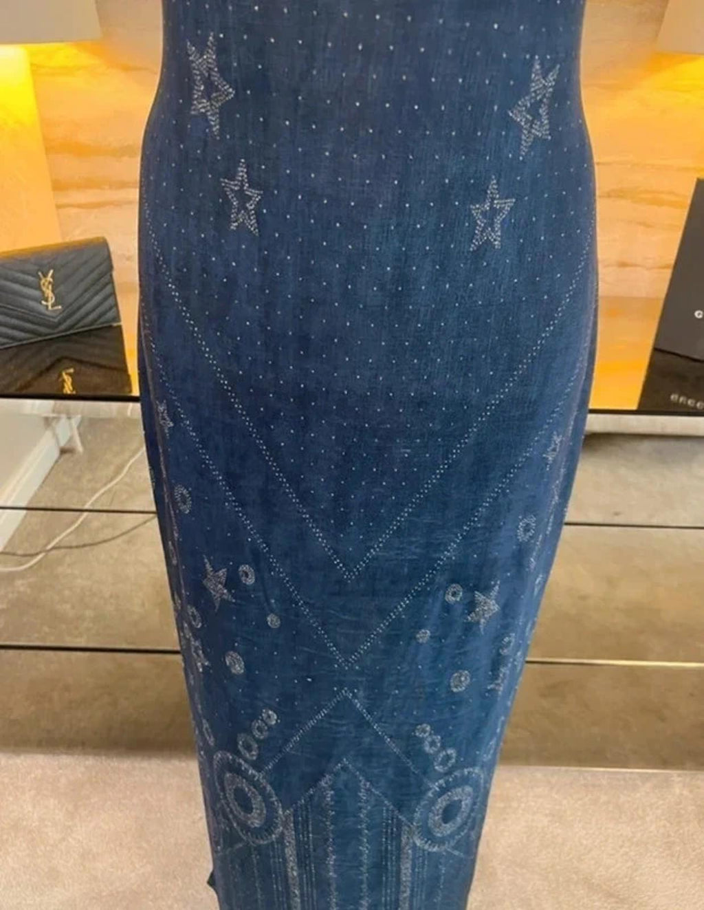 Algo Navy Glitter Maxi Dress 10