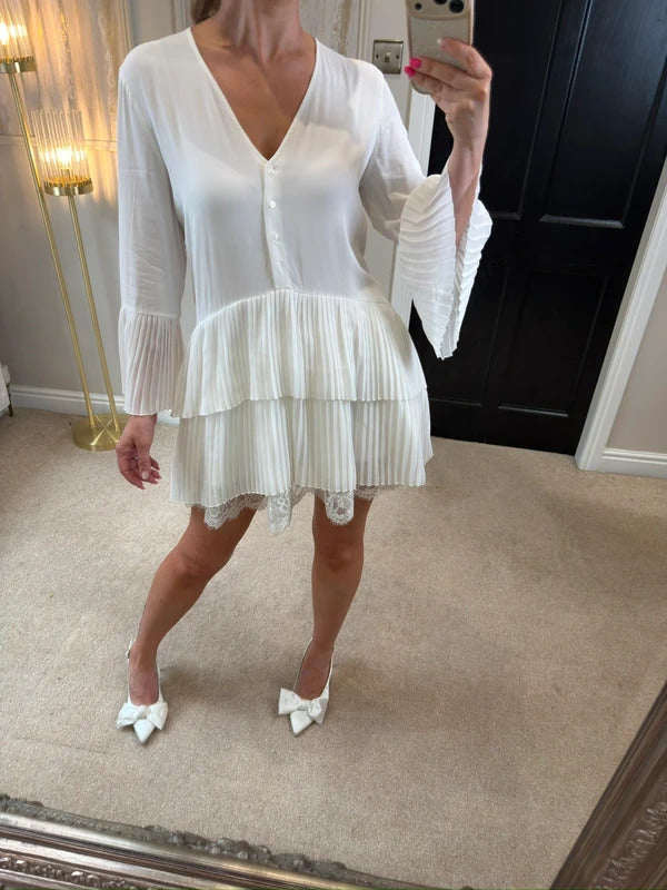 Zara White Pleated Tunic XS
