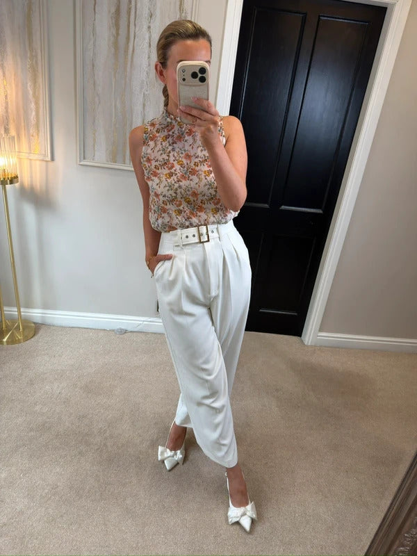 New Look Sheer Floral Frill Blouse 8
