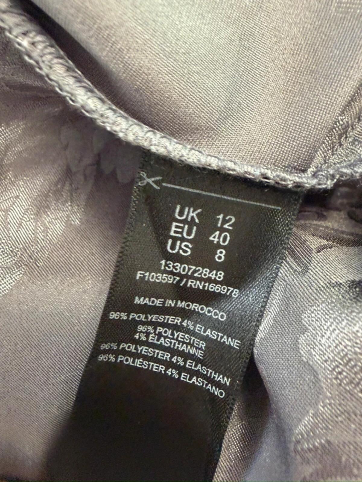 ⭐ BNWT Miss Selfridge Purple / Silver Asymmetrical Satin Floral Midi Skirt 12