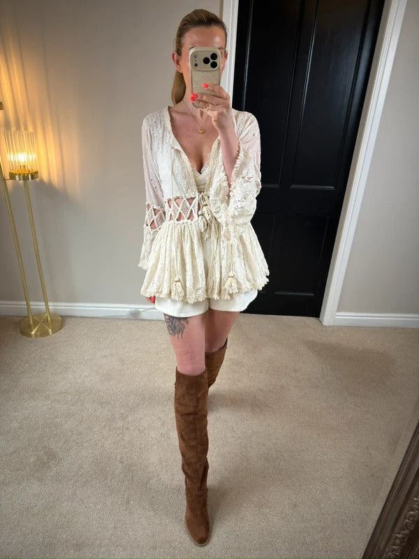 Gipsy Queen Cream Boho Cardigan One Size