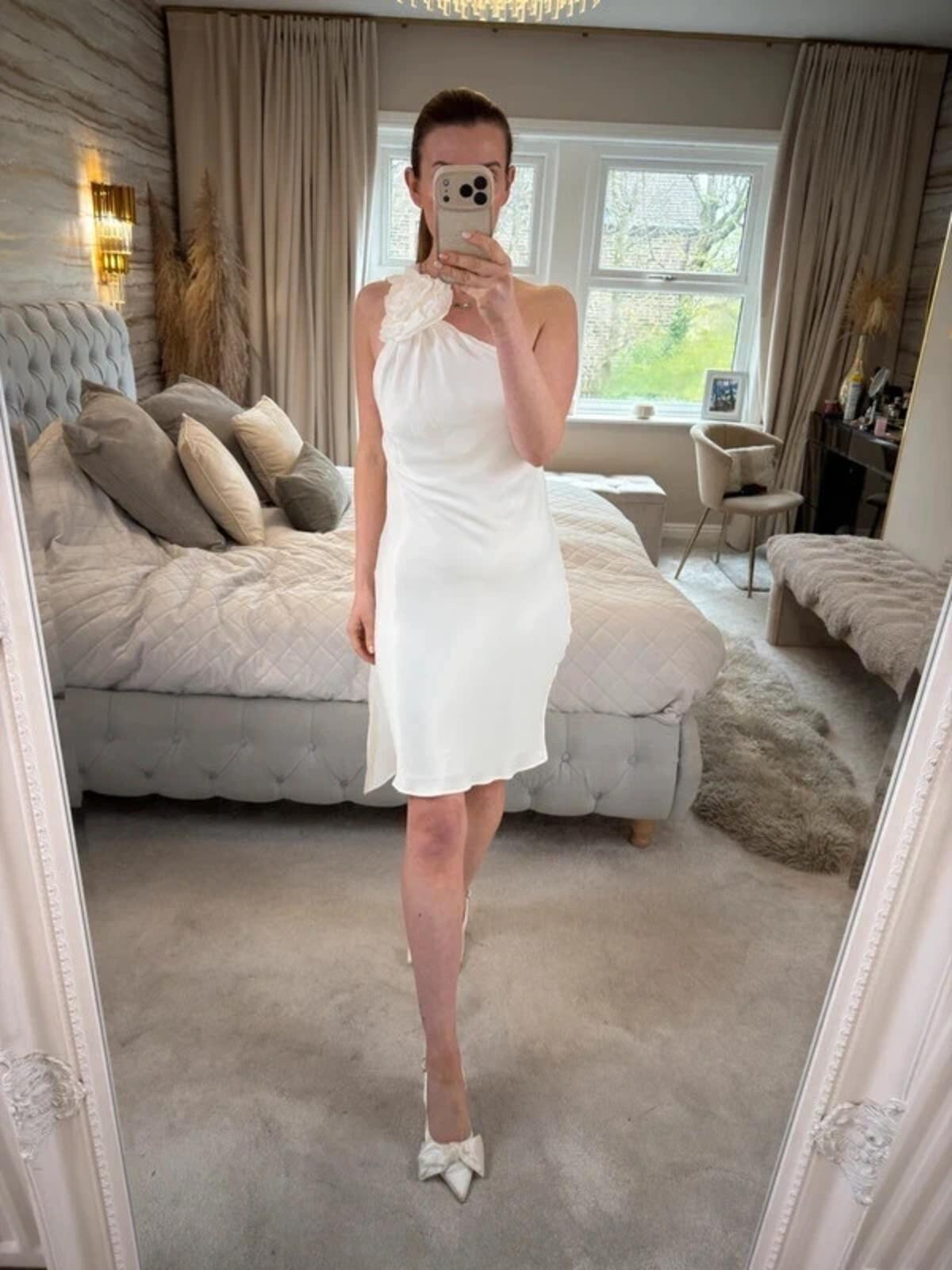 Zara Ivory 3D Floral Open Back Dress Medium
