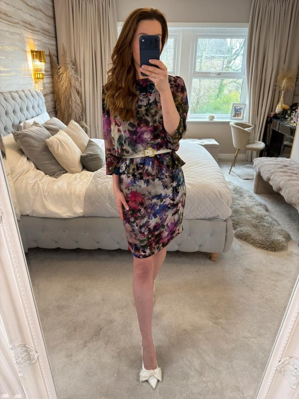 Hobbs Floral Peplum Dress 10