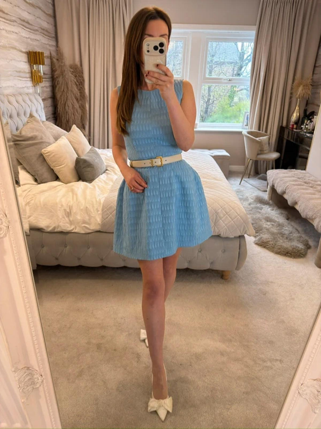 Vintage Blue Structured Mini Dress 10