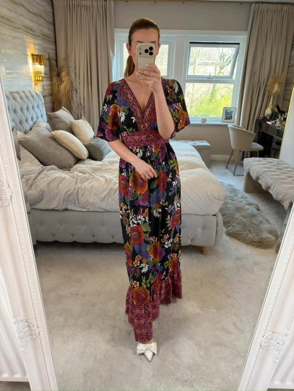Papaya Multicoloured Embellished Maxi Dress 10