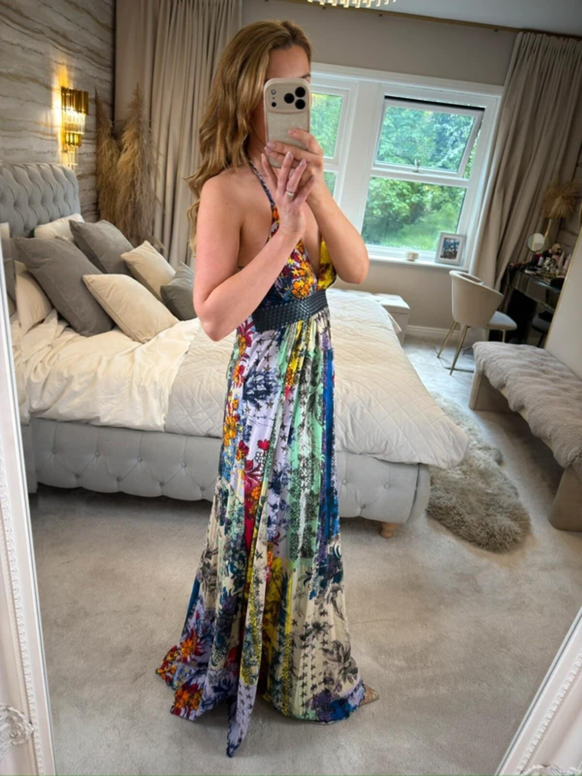 Firetrap Multicoloured Floral Jersey Plait Maxi Dress Medium