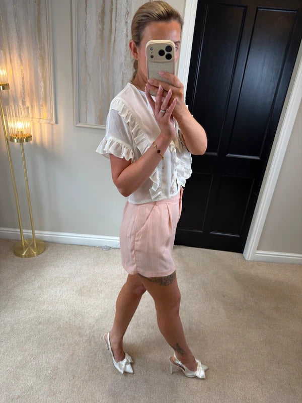Miss Selfridge Light Pink & White Pinstripe Shorts 8