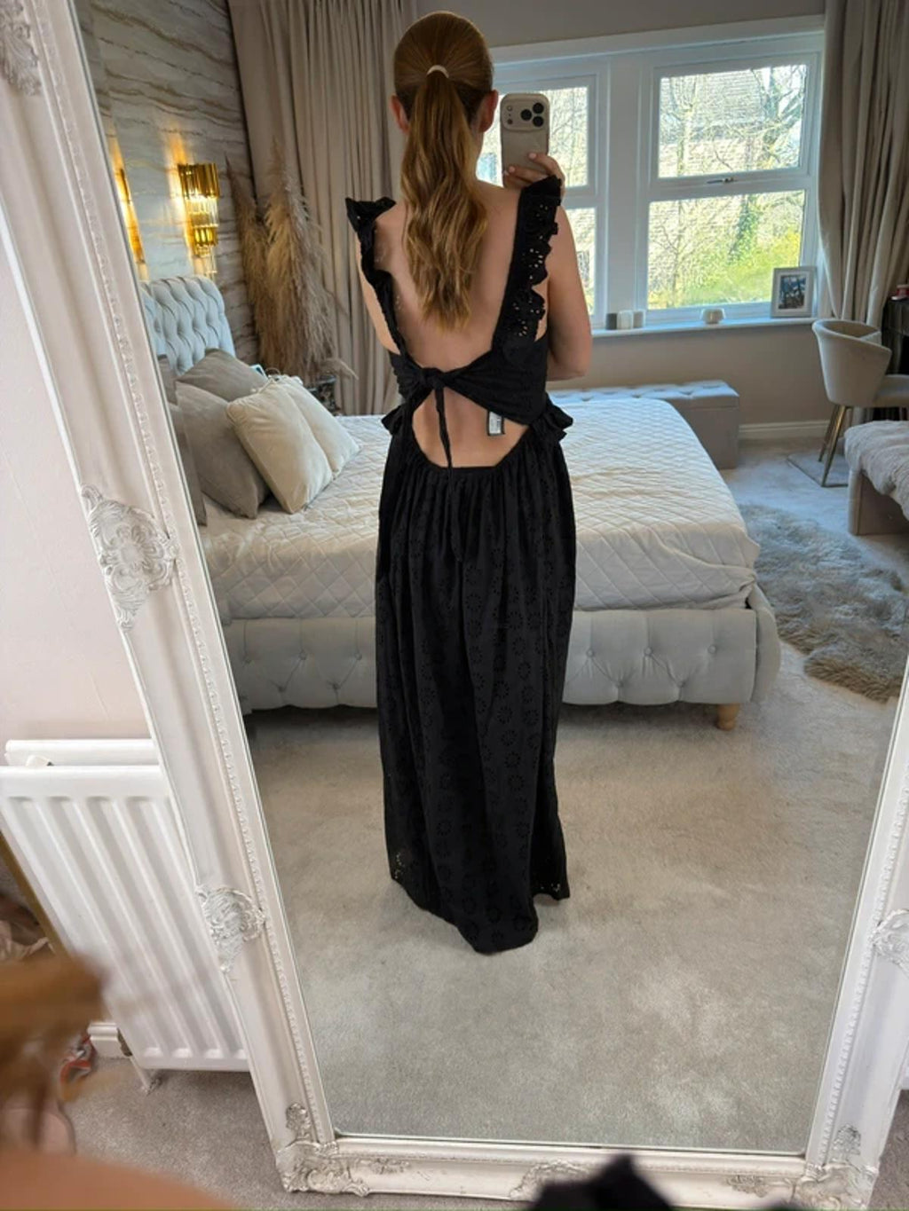 BNWT Boohoo Black Broderie Anglaise Maxi Dress 10