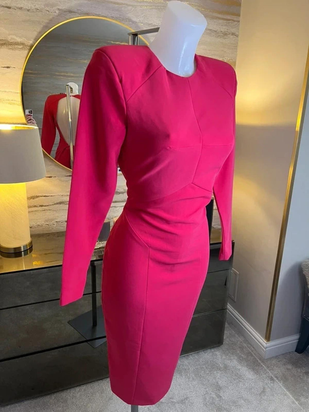 AQ / AQ Pink Open Back Midi Dress 8