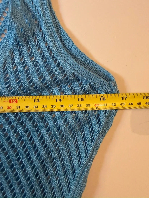 BNWT New Look Blue Sheer Crochet Maxi Dress Medium