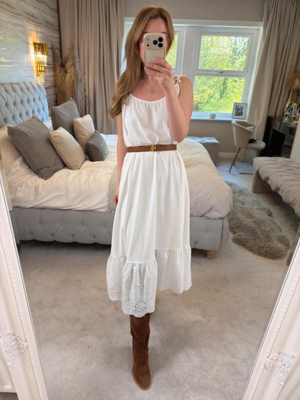BNWT Next White 100% Cotton Broderie Anglaise Midi Dress 12