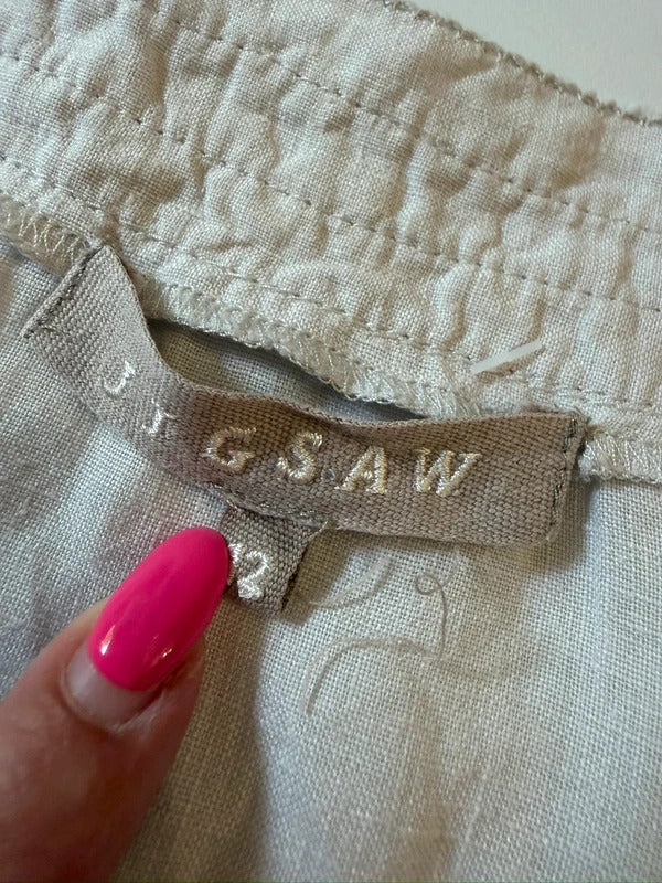 Jigsaw Light Stone Linen Dress 12