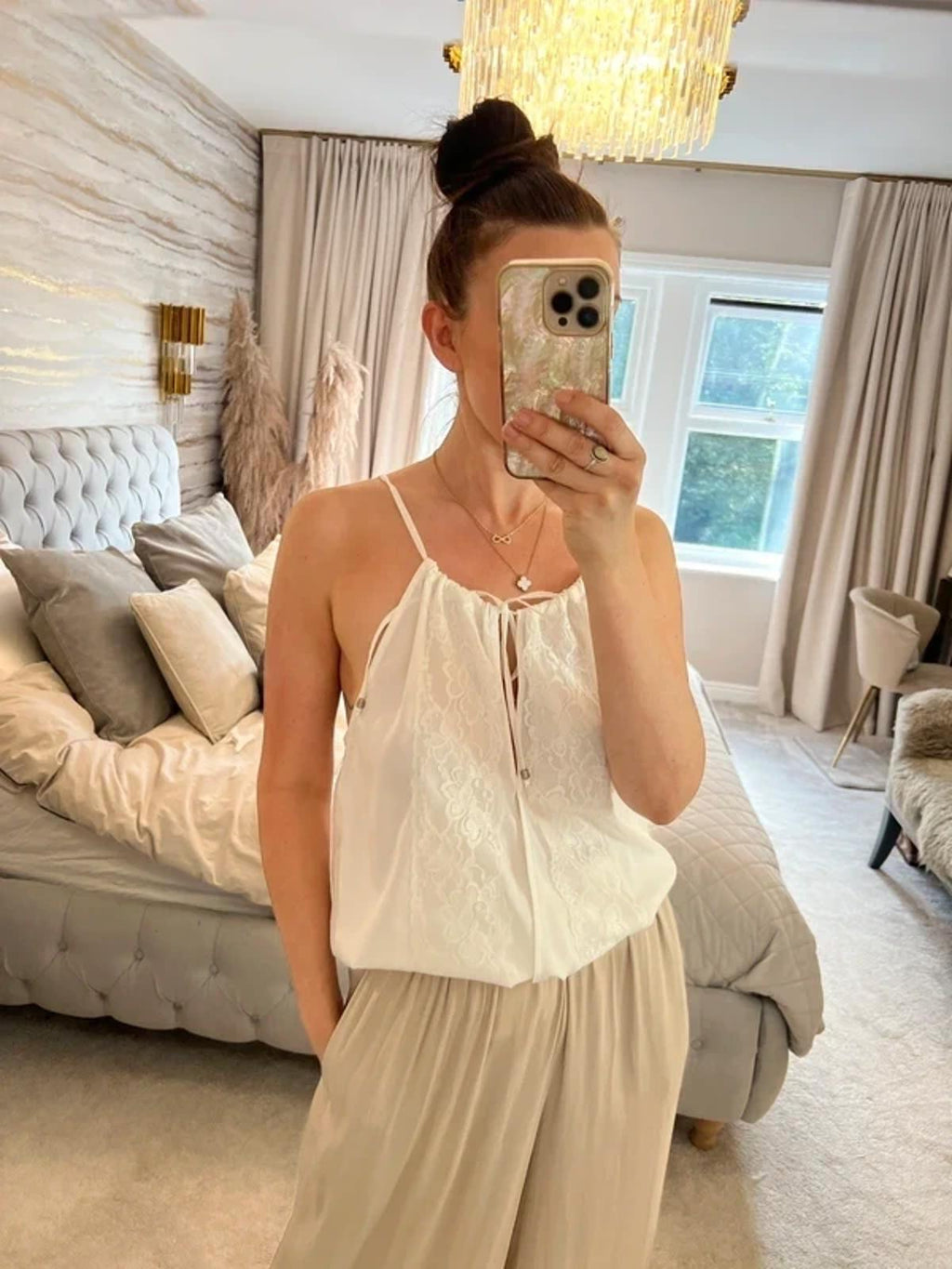 Jane Norman White Lace Boho Blouse 10