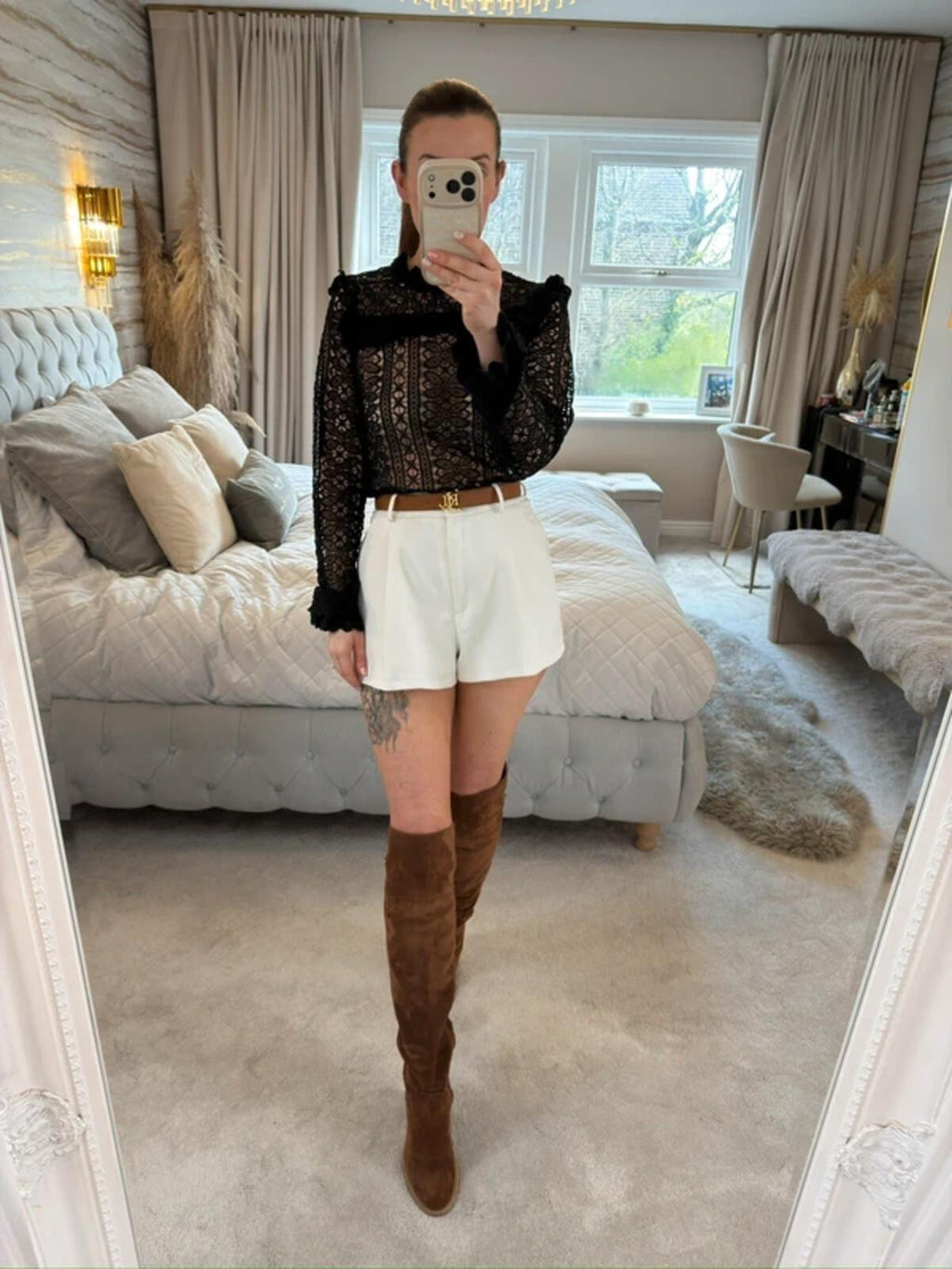 Monsoon Black Sheer Lace Boho Frill Blouse 10