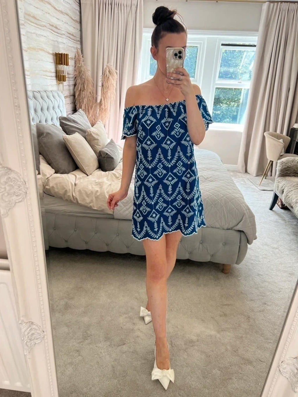Miss Selfridge Blue & White Broderie Anglaise Mini Dress 10