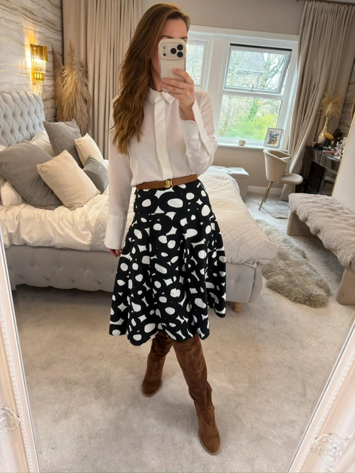M&S Black & White Skirt 12