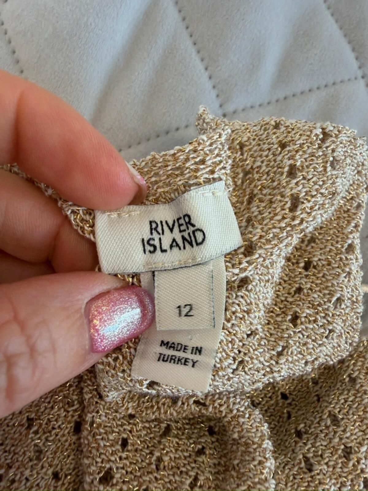 River Island Gold Metallic Sequin Knitted Top 12