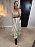 Zara Cream & Black Polka Dot Midi Dress Small