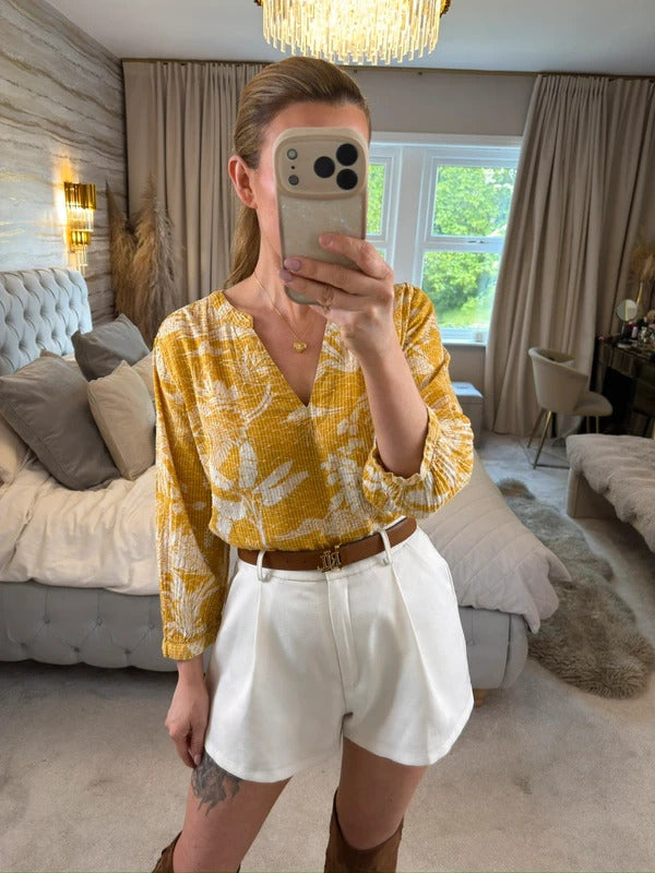 Next Mustard Yellow & White Floral Blouse 12