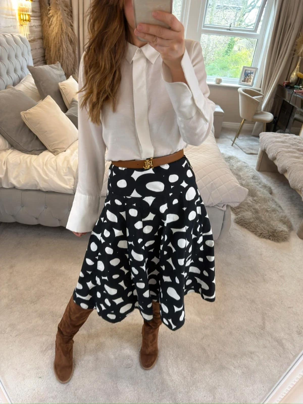 M&S Black & White Skirt 12