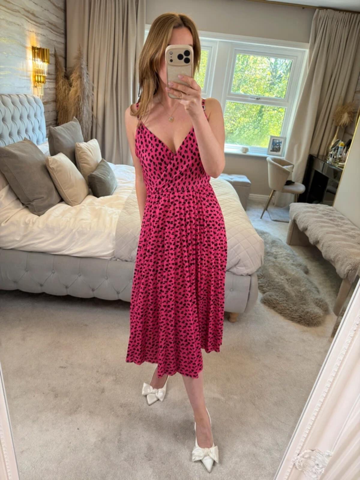 River Island Pink Pleated Diamanté Midi Dress 12