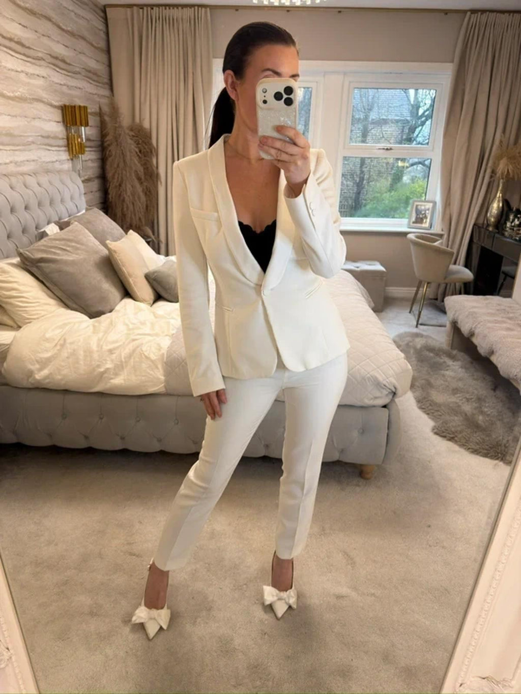 Zara Off White satin Trim Blazer Jacket Small